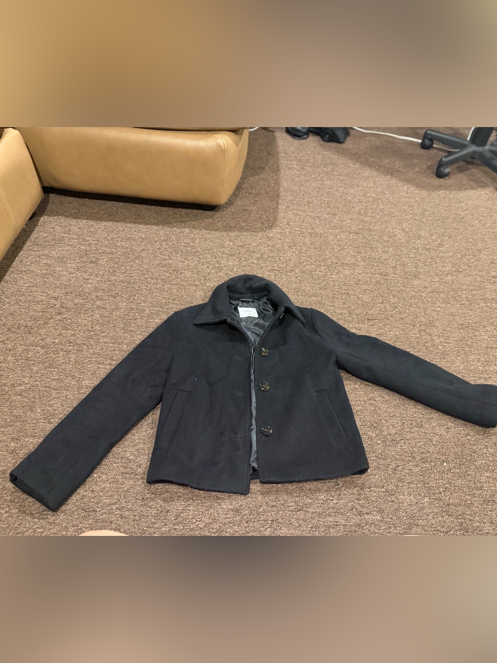 EUC! Classic Women's XS Black Wool Peacoat Buttoned Jacket